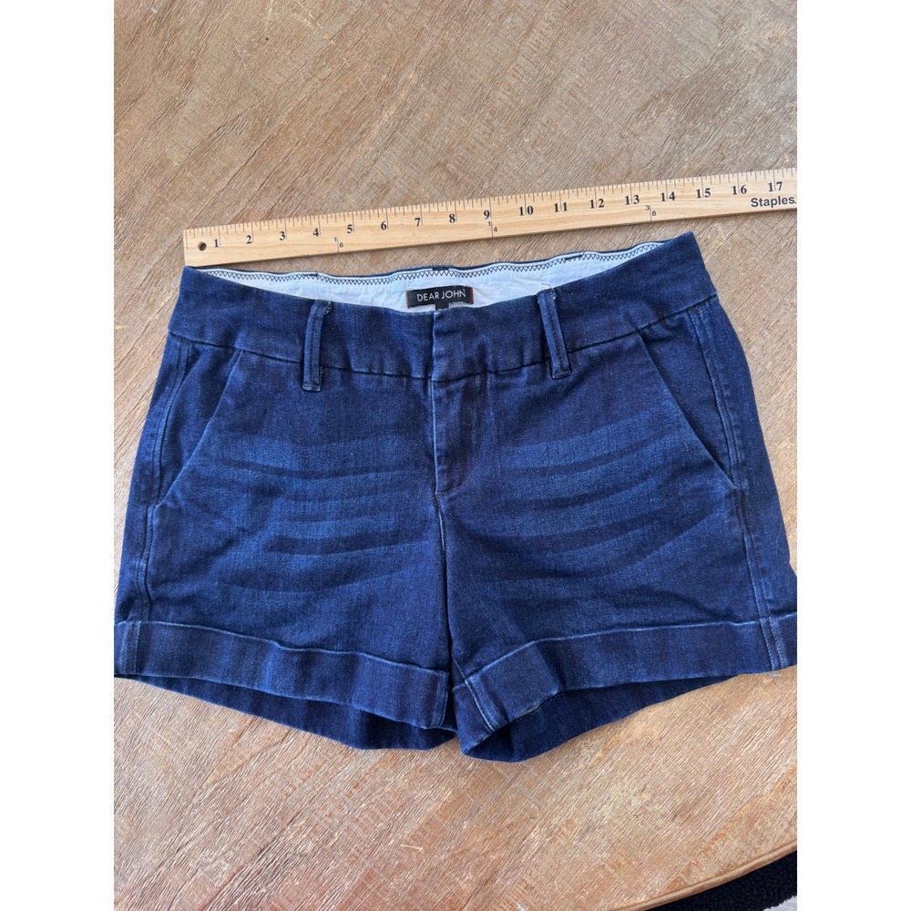Dear John Classic Dark Wash Denim Cuffed Chino Shorts Size 28 - Picture 5 of 8